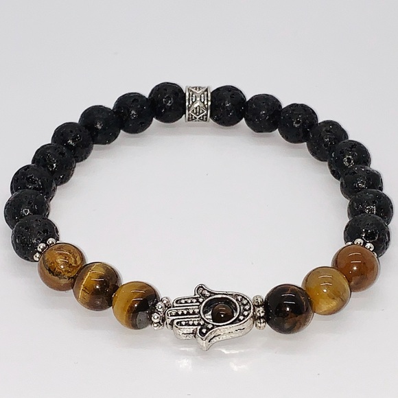 Tiger eye with lava stone bracelet - Picture 2 of 2